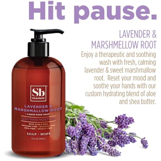 Soapbox LIQUID HAND SOAP, LAVENDER & MARSHMALLOW ROOT, MOISTURIZING HAND WASH FOR KITCHEN AND BATHROOM, 12 OUNCE PUMP BOTTLES (PACK OF 3) - Image 2